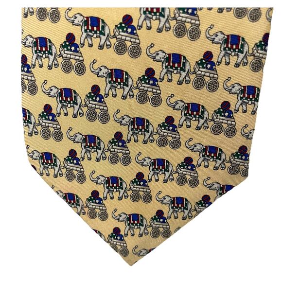 Brooks Basics Royal Elephants & Carts Printed Pure Silk Neck Tie USA Multicolor - Picture 9 of 13